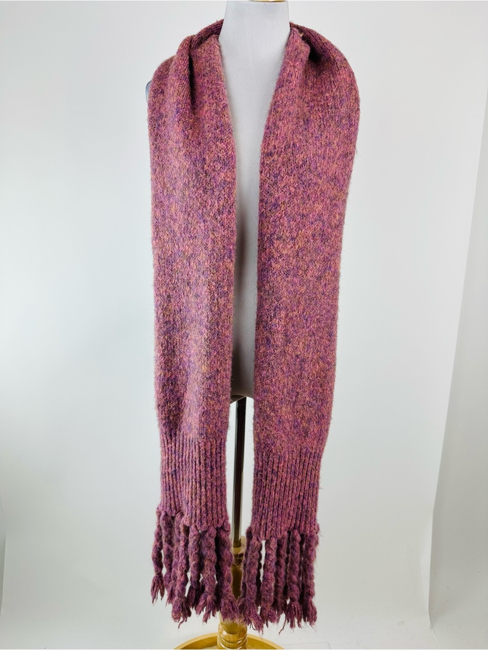 Anthropologie Cozy Boho Textured Chunky Fringe Knit Scarf